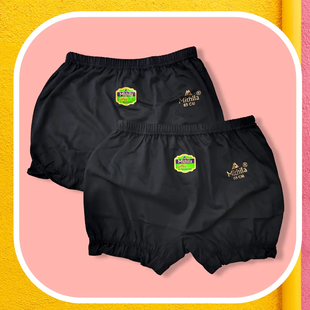 Mithila Sofie Bloomer in black cotton, size printed on the leg in centimetres